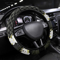 Born And Raised Aloha Hawaii Steering Wheel Cover Kanaka Kakau Hawaiian Tiare Pakalana Lei LT14 Universal Fit Black - Polynesian Pride