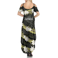 Born And Raised Aloha Hawaii Summer Maxi Dress Kanaka Kakau Hawaiian Tiare Pakalana Lei LT14 - Polynesian Pride
