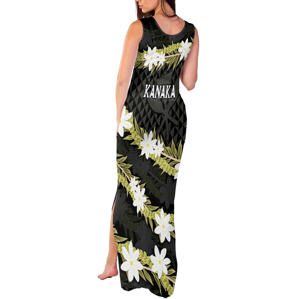 Born And Raised Aloha Hawaii Tank Maxi Dress Kanaka Kakau Hawaiian Tiare Pakalana Lei LT14 - Polynesian Pride