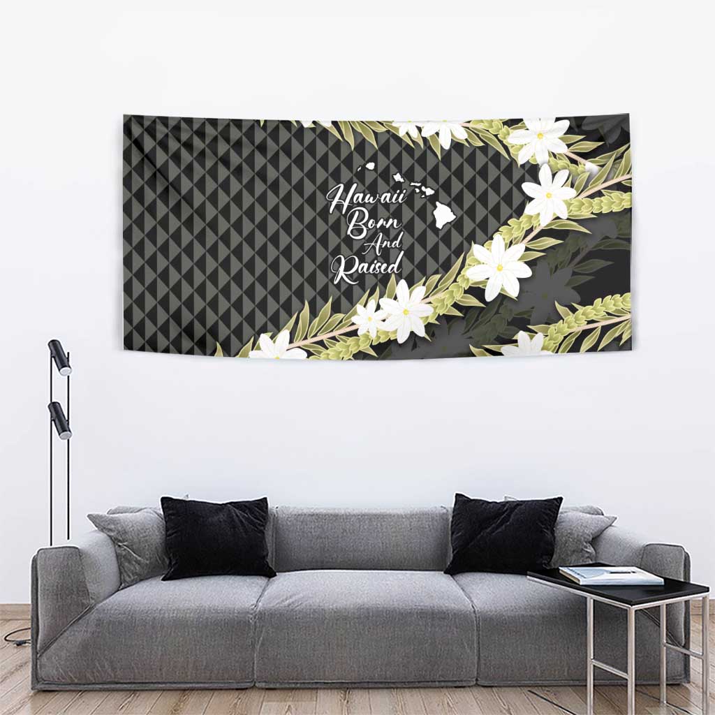 Born And Raised Aloha Hawaii Tapestry Kanaka Kakau Hawaiian Tiare Pakalana Lei LT14 - Polynesian Pride