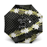 Born And Raised Aloha Hawaii Umbrella Kanaka Kakau Hawaiian Tiare Pakalana Lei LT14 One Size Folded 11.42 inch Opened Diameter 37.4 inch Black - Polynesian Pride