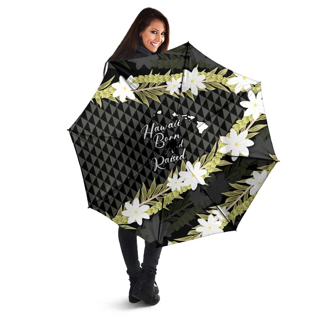 Born And Raised Aloha Hawaii Umbrella Kanaka Kakau Hawaiian Tiare Pakalana Lei LT14 - Polynesian Pride