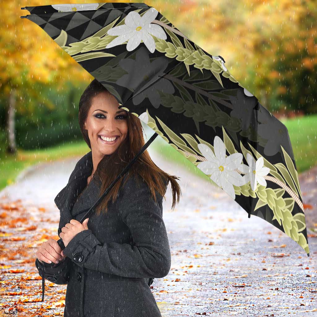 Born And Raised Aloha Hawaii Umbrella Kanaka Kakau Hawaiian Tiare Pakalana Lei LT14 - Polynesian Pride