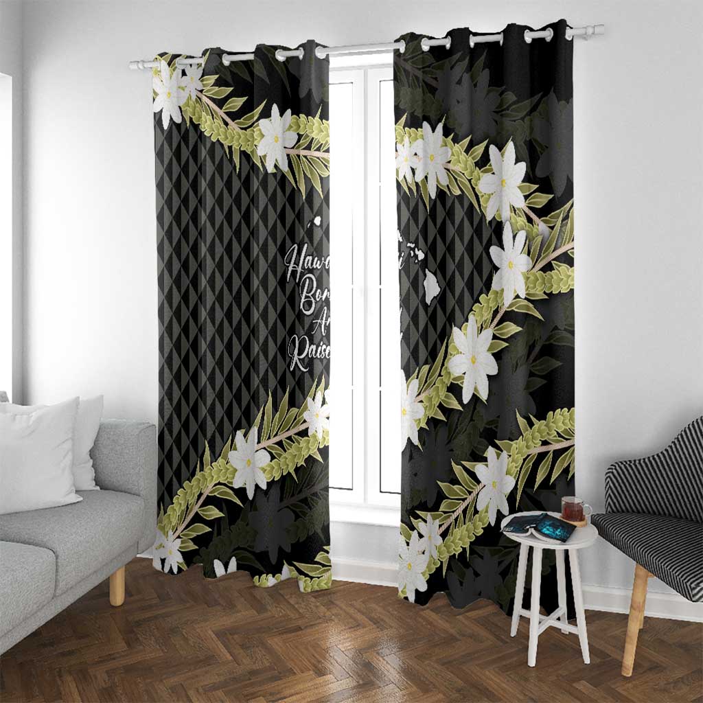 Born And Raised Aloha Hawaii Window Curtain Kanaka Kakau Hawaiian Tiare Pakalana Lei LT14 With Grommets Black - Polynesian Pride