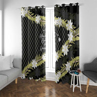 Born And Raised Aloha Hawaii Window Curtain Kanaka Kakau Hawaiian Tiare Pakalana Lei LT14 With Grommets Black - Polynesian Pride