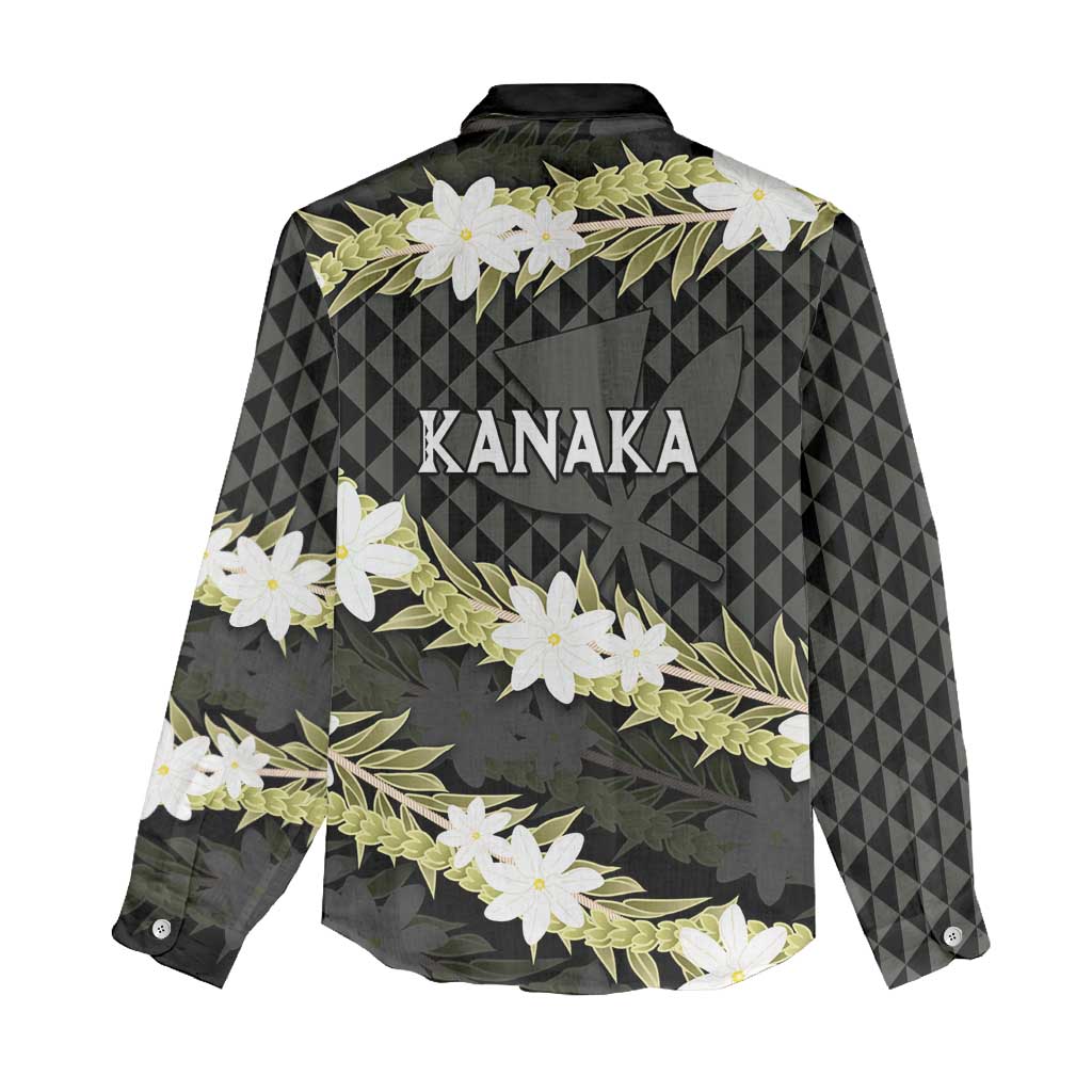 Born And Raised Aloha Hawaii Women Casual Shirt Kanaka Kakau Hawaiian Tiare Pakalana Lei - Polynesian Pride