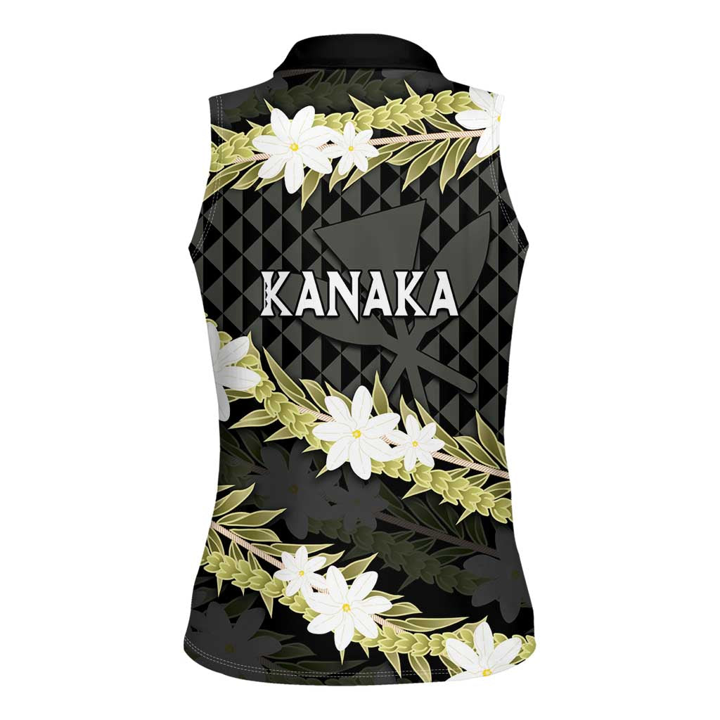 Born And Raised Aloha Hawaii Women Sleeveless Polo Shirt Kanaka Kakau Hawaiian Tiare Pakalana Lei LT14 - Polynesian Pride