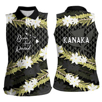 Born And Raised Aloha Hawaii Women Sleeveless Polo Shirt Kanaka Kakau Hawaiian Tiare Pakalana Lei LT14 - Polynesian Pride