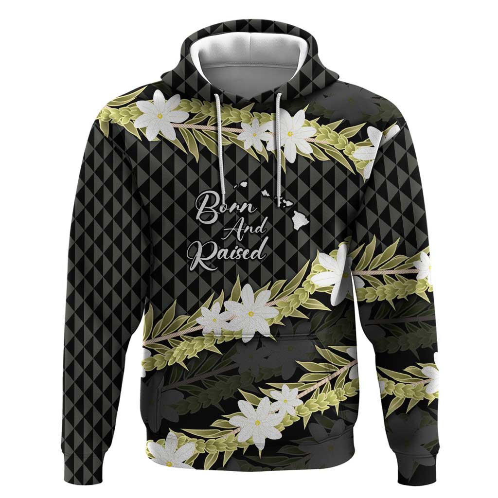 Born And Raised Aloha Hawaii Zip Hoodie Kanaka Kakau Hawaiian Tiare Pakalana Lei LT14 Pullover Hoodie Black - Polynesian Pride