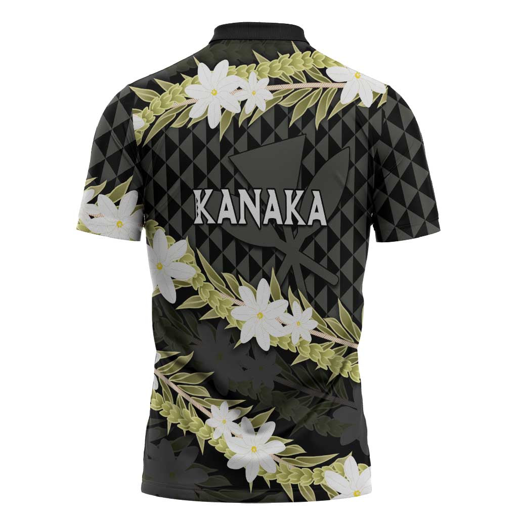 Born And Raised Aloha Hawaii Zipper Polo Shirt Kanaka Kakau Hawaiian Tiare Pakalana Lei LT14 - Polynesian Pride