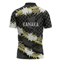 Born And Raised Aloha Hawaii Zipper Polo Shirt Kanaka Kakau Hawaiian Tiare Pakalana Lei LT14 - Polynesian Pride