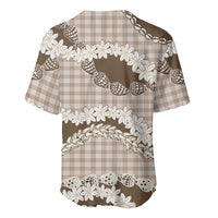Brown Hawaii Tiare and Shell Lei Baseball Jersey Hawaiian Palaka Luxury Vibes - Polynesian Pride