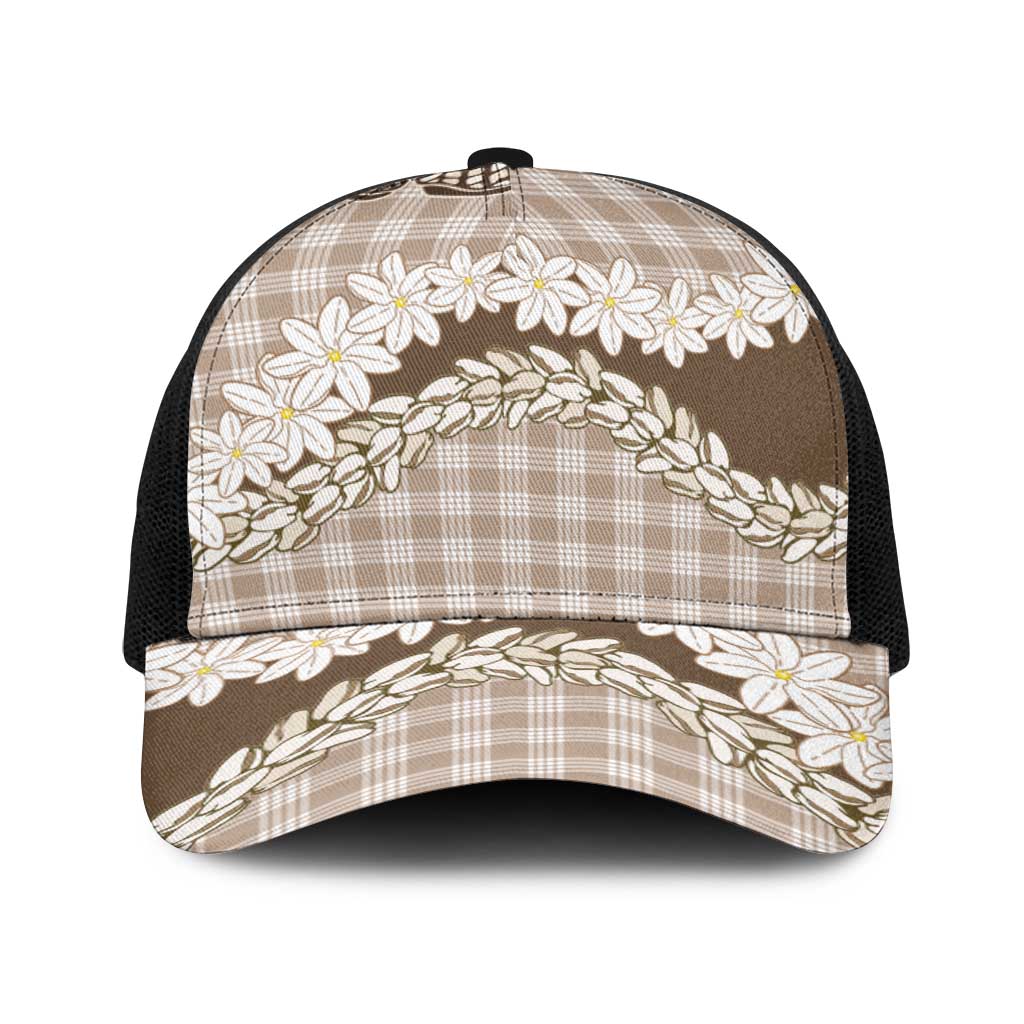 Brown Hawaii Tiare and Shell Lei Baseball Net Cap Hawaiian Palaka Luxury Vibes - Polynesian Pride