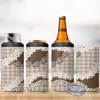 Brown Hawaii Tiare and Shell Lei 4 in 1 Can Cooler Tumbler Hawaiian Palaka Luxury Vibes LT14 - Polynesian Pride