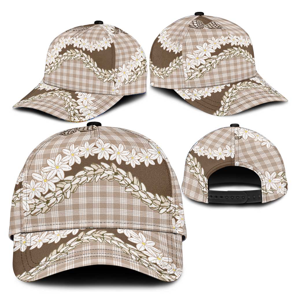 Brown Hawaii Tiare and Shell Lei Classic Cap Hawaiian Palaka Luxury Vibes - Polynesian Pride