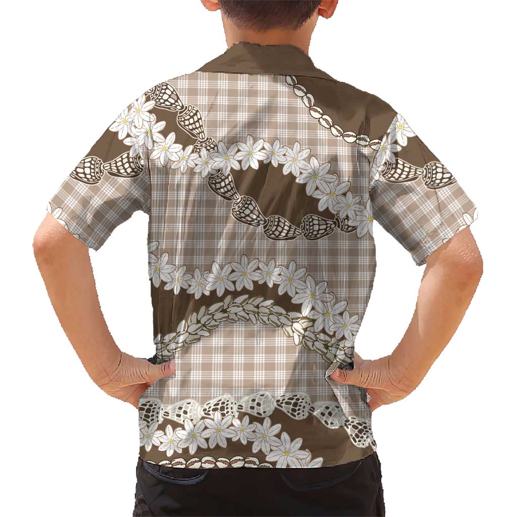 Brown Hawaii Tiare and Shell Lei Hawaiian Shirt Hawaiian Palaka Luxury Vibes - Polynesian Pride