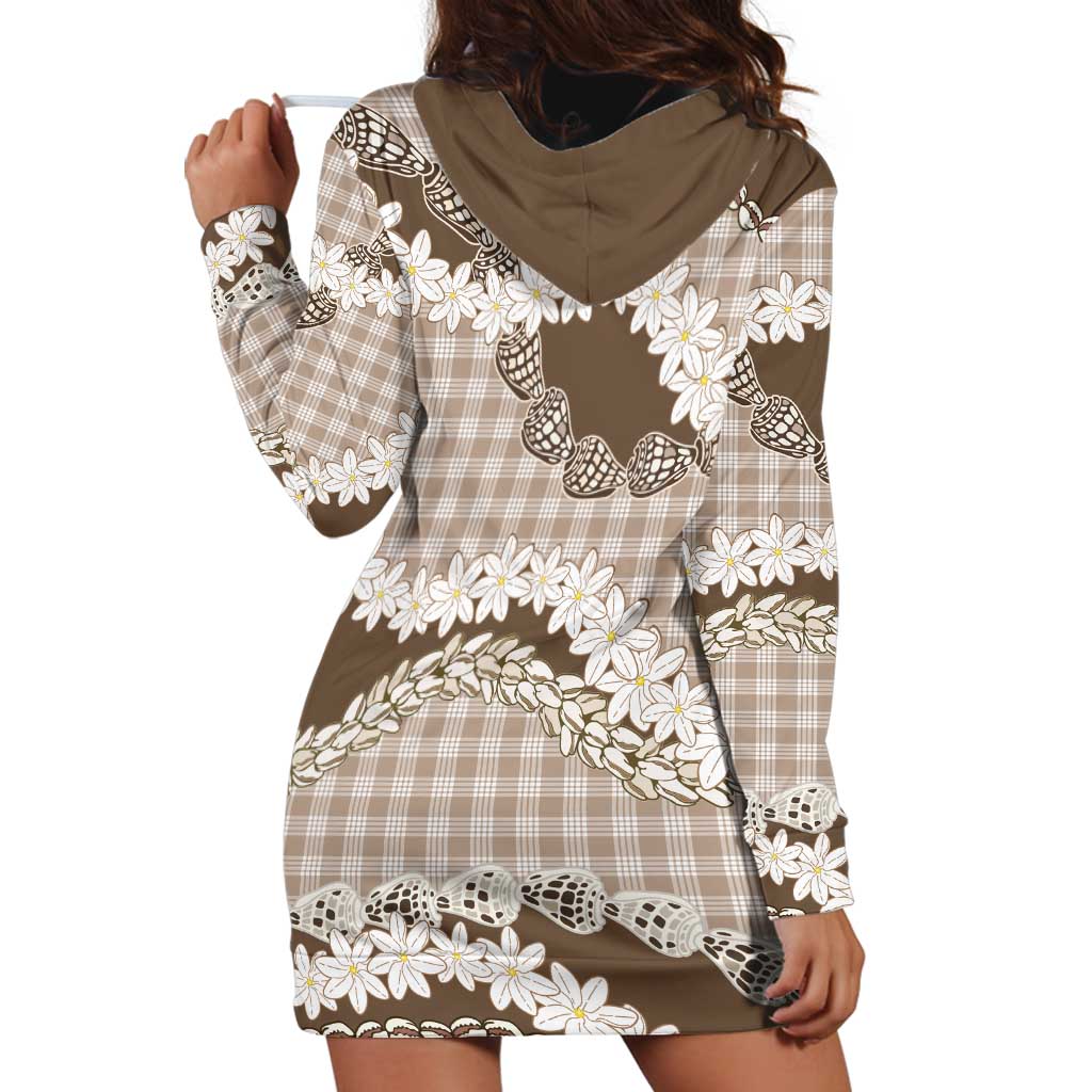 Brown Hawaii Tiare and Shell Lei Hoodie Dress Hawaiian Palaka Luxury Vibes LT14 - Polynesian Pride