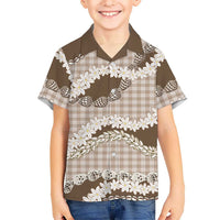 Brown Hawaii Tiare and Shell Lei Kid Hawaiian Shirt Hawaiian Palaka Luxury Vibes - Polynesian Pride