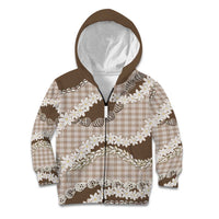 Brown Hawaii Tiare and Shell Lei Kid Hoodie Hawaiian Palaka Luxury Vibes - Polynesian Pride