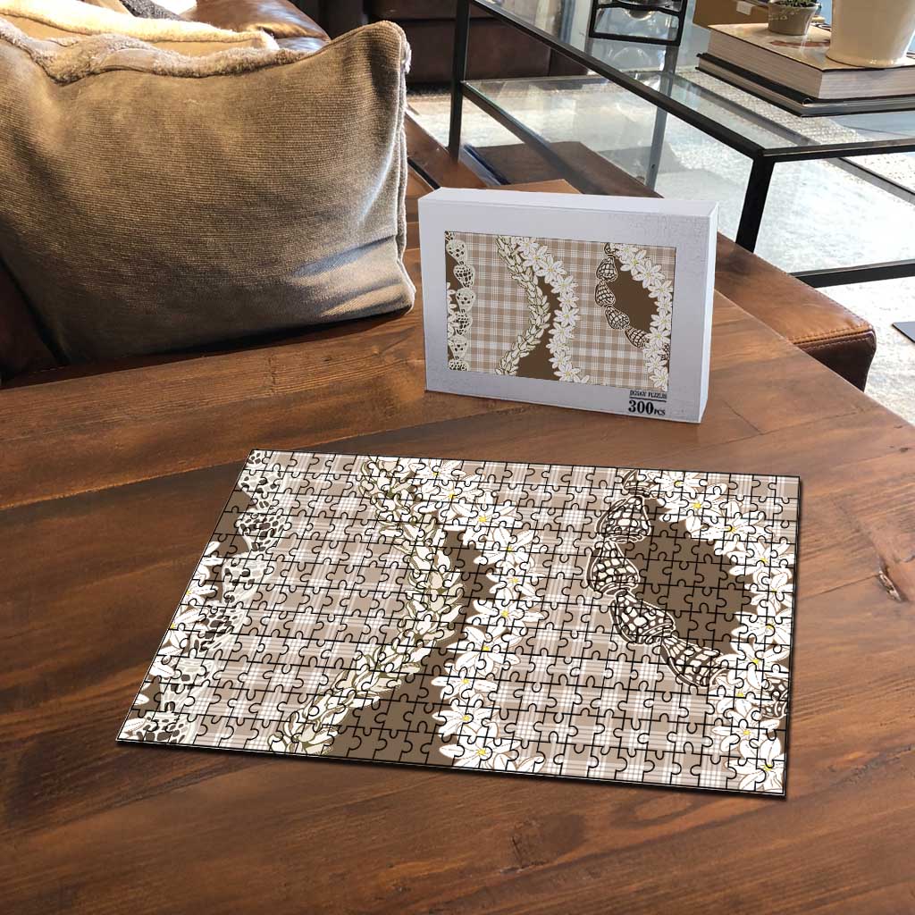 Brown Hawaii Tiare and Shell Lei Puzzle Hawaiian Palaka Luxury Vibes - Polynesian Pride