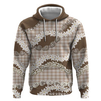 Brown Hawaii Tiare and Shell Lei Zip Hoodie Hawaiian Palaka Luxury Vibes - Polynesian Pride