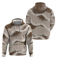 Brown Hawaii Tiare and Shell Lei Zip Hoodie Hawaiian Palaka Luxury Vibes - Polynesian Pride