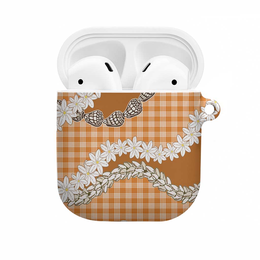Orange Hawaii Tiare and Shell Lei AirPods Case Hawaiian Palaka Luxury Vibes - Polynesian Pride
