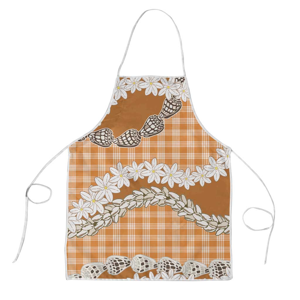 Orange Hawaii Tiare and Shell Lei Apron Hawaiian Palaka Luxury Vibes - Polynesian Pride