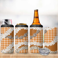 Orange Hawaii Tiare and Shell Lei 4 in 1 Can Cooler Tumbler Hawaiian Palaka Luxury Vibes LT14 - Polynesian Pride
