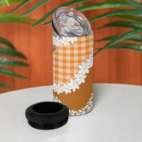 Orange Hawaii Tiare and Shell Lei 4 in 1 Can Cooler Tumbler Hawaiian Palaka Luxury Vibes LT14 - Polynesian Pride