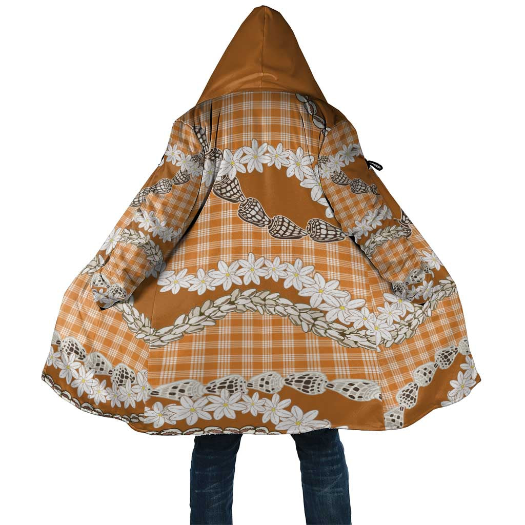 Orange Hawaii Tiare and Shell Lei Cloak Hawaiian Palaka Luxury Vibes - Polynesian Pride