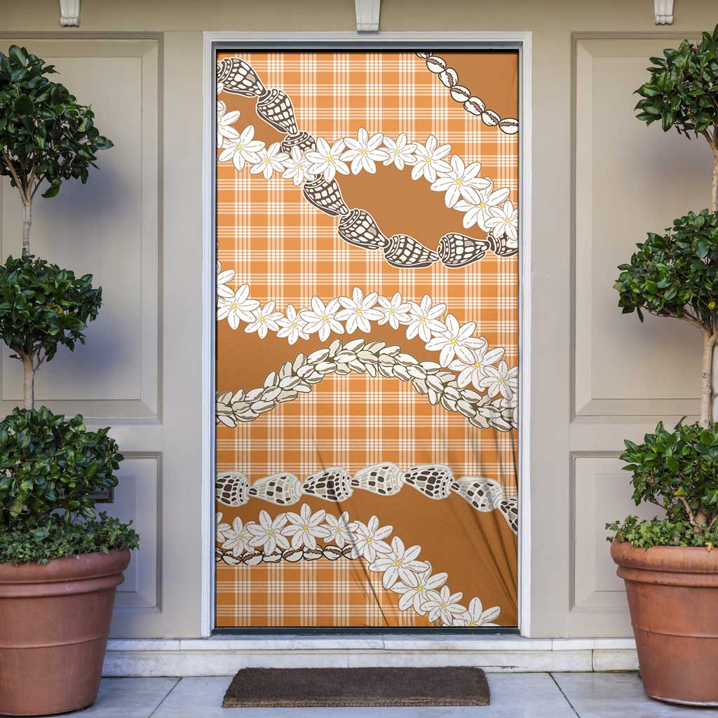 Orange Hawaii Tiare and Shell Lei Door Cover Hawaiian Palaka Luxury Vibes LT14 Orange - Polynesian Pride