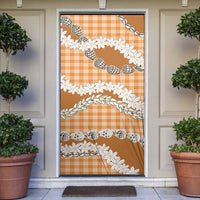 Orange Hawaii Tiare and Shell Lei Door Cover Hawaiian Palaka Luxury Vibes LT14 Orange - Polynesian Pride