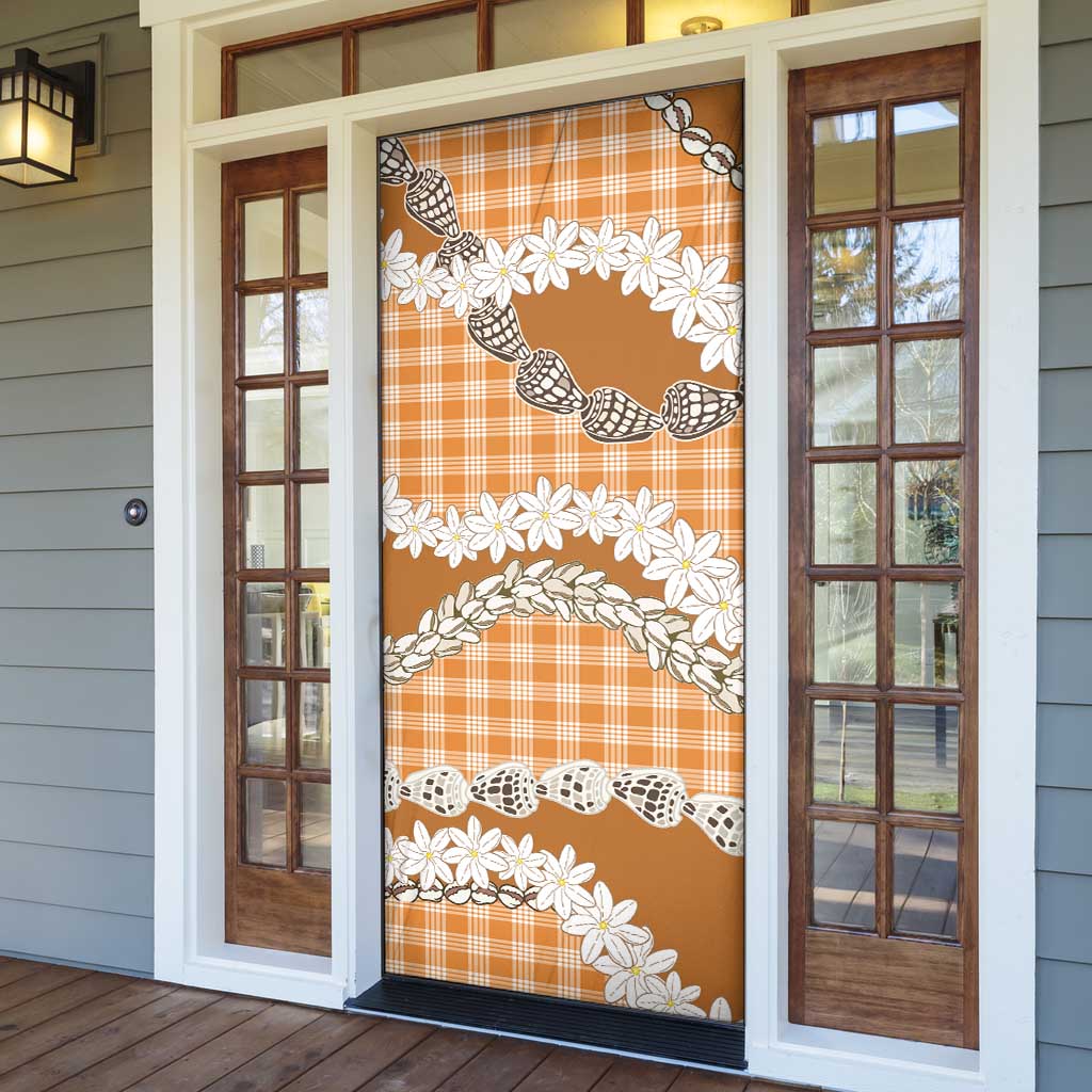 Orange Hawaii Tiare and Shell Lei Door Cover Hawaiian Palaka Luxury Vibes LT14 - Polynesian Pride