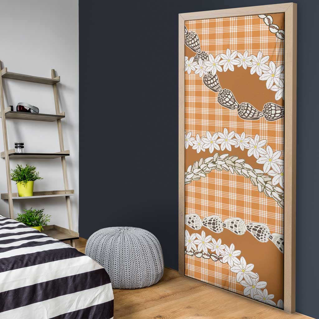 Orange Hawaii Tiare and Shell Lei Door Cover Hawaiian Palaka Luxury Vibes LT14 - Polynesian Pride