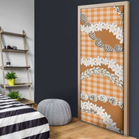 Orange Hawaii Tiare and Shell Lei Door Cover Hawaiian Palaka Luxury Vibes LT14 - Polynesian Pride