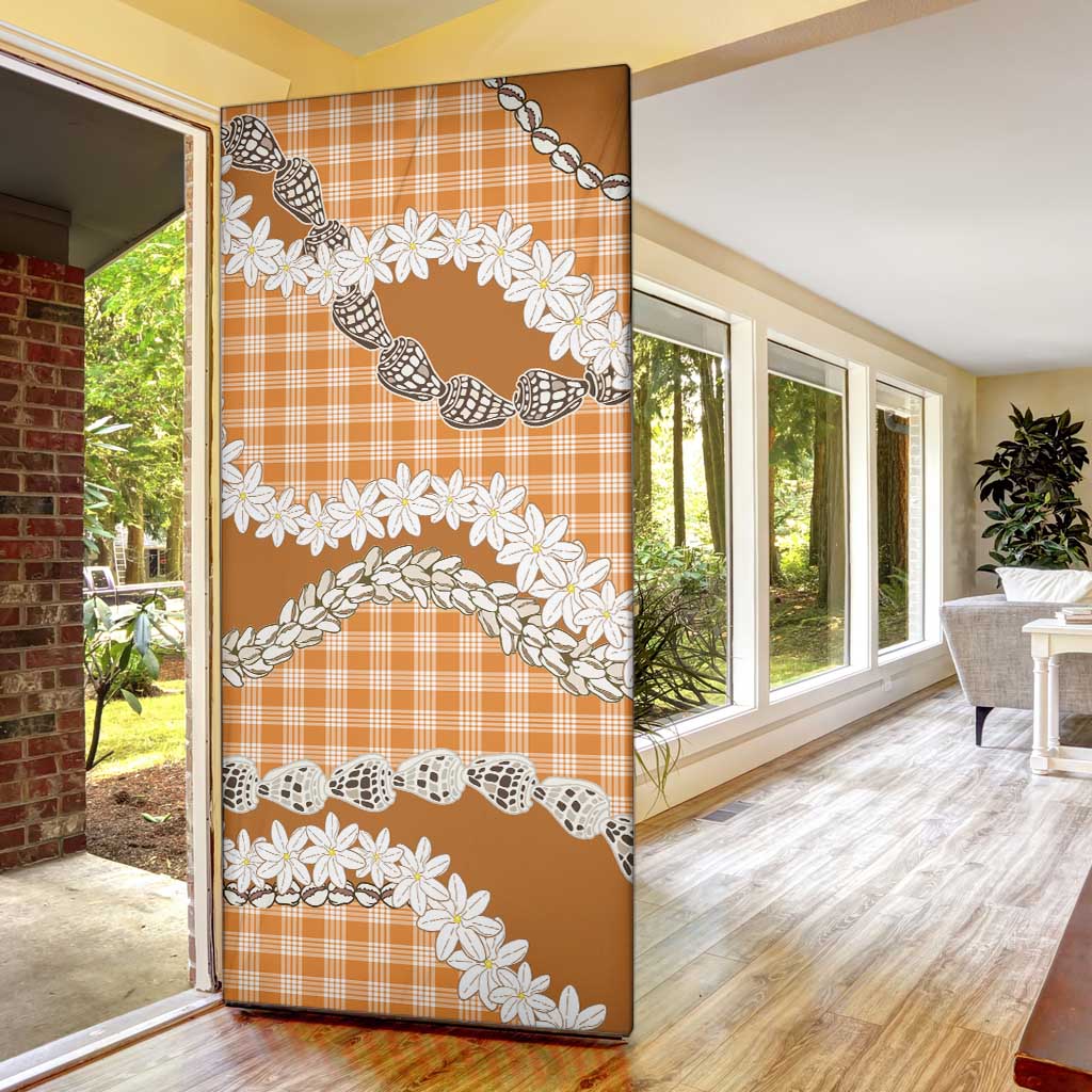 Orange Hawaii Tiare and Shell Lei Door Cover Hawaiian Palaka Luxury Vibes LT14 - Polynesian Pride