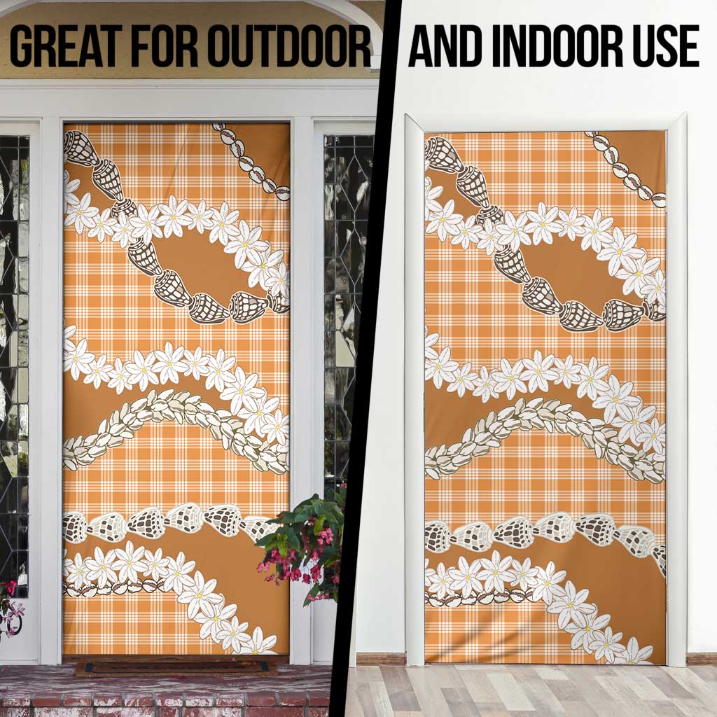 Orange Hawaii Tiare and Shell Lei Door Cover Hawaiian Palaka Luxury Vibes LT14 - Polynesian Pride