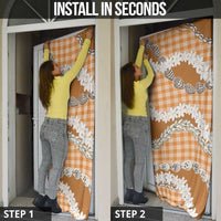 Orange Hawaii Tiare and Shell Lei Door Cover Hawaiian Palaka Luxury Vibes LT14 - Polynesian Pride