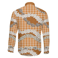 Orange Hawaii Tiare and Shell Lei Family Matching Long Sleeve Bodycon Dress and Hawaiian Shirt Hawaiian Palaka Luxury Vibes LT14 - Polynesian Pride