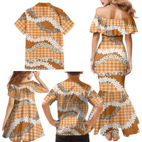 Orange Hawaii Tiare and Shell Lei Family Matching Mermaid Dress and Hawaiian Shirt Hawaiian Palaka Luxury Vibes LT14 - Polynesian Pride