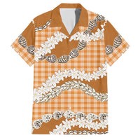 Orange Hawaii Tiare and Shell Lei Family Matching Off The Shoulder Long Sleeve Dress and Hawaiian Shirt Hawaiian Palaka Luxury Vibes LT14 Dad's Shirt - Short Sleeve Orange - Polynesian Pride