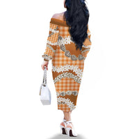 Orange Hawaii Tiare and Shell Lei Family Matching Off The Shoulder Long Sleeve Dress and Hawaiian Shirt Hawaiian Palaka Luxury Vibes LT14 - Polynesian Pride