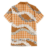 Orange Hawaii Tiare and Shell Lei Family Matching Off Shoulder Short Dress and Hawaiian Shirt Hawaiian Palaka Luxury Vibes LT14 - Polynesian Pride