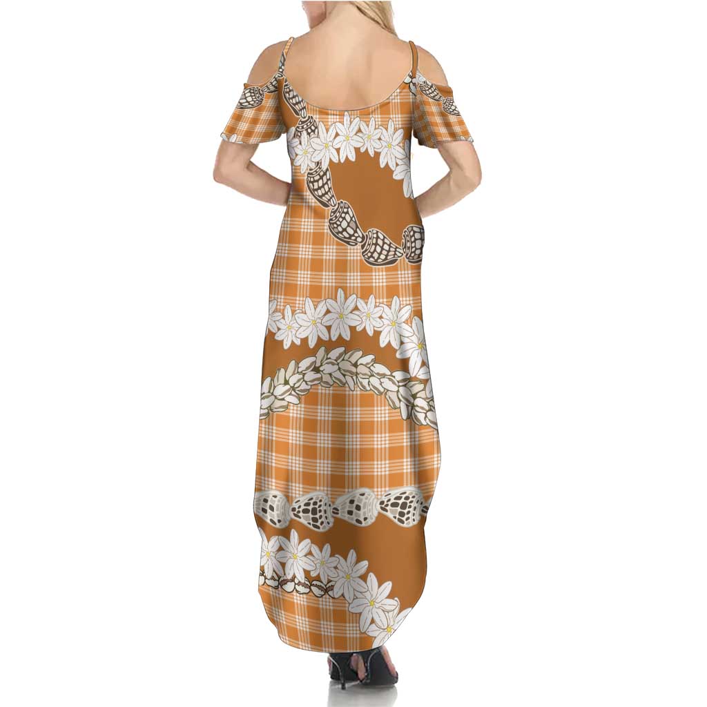 Orange Hawaii Tiare and Shell Lei Family Matching Summer Maxi Dress and Hawaiian Shirt Hawaiian Palaka Luxury Vibes LT14 - Polynesian Pride