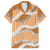 Orange Hawaii Tiare and Shell Lei Hawaiian Shirt Hawaiian Palaka Luxury Vibes - Polynesian Pride