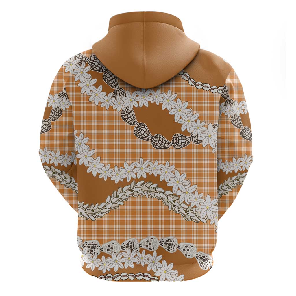 Orange Hawaii Tiare and Shell Lei Hoodie Hawaiian Palaka Luxury Vibes LT14 - Polynesian Pride