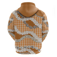 Orange Hawaii Tiare and Shell Lei Hoodie Hawaiian Palaka Luxury Vibes LT14 - Polynesian Pride