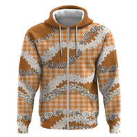 Orange Hawaii Tiare and Shell Lei Hoodie Hawaiian Palaka Luxury Vibes LT14 Zip Hoodie Orange - Polynesian Pride