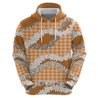 Orange Hawaii Tiare and Shell Lei Hoodie Hawaiian Palaka Luxury Vibes LT14 - Polynesian Pride